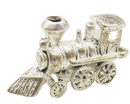 925 Sterling Silver  Vintage Petite Shiny Steam Train Motif Pendant  PT8909