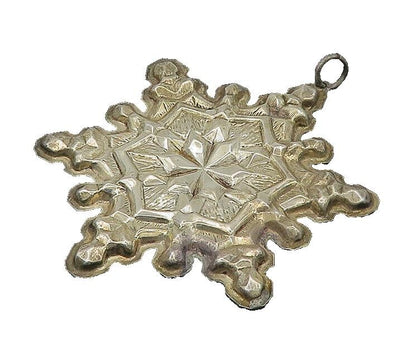 GORHAM 925 Silver  Vintage Antique Shiny Christmas Snowflake Pendant  PT16369