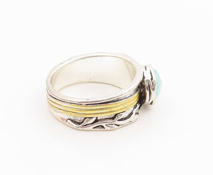 925 Sterling Silver Vintage Ring Two Tone Quartz Leafy Vine Band  Sz 7  RG36245
