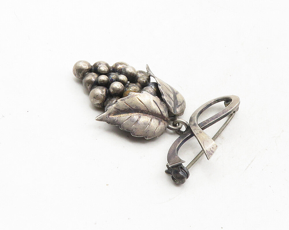 JOHN L DENMARK 925 Sterling Silver Vintage Grape Bunch Brooch Pin  BP3864