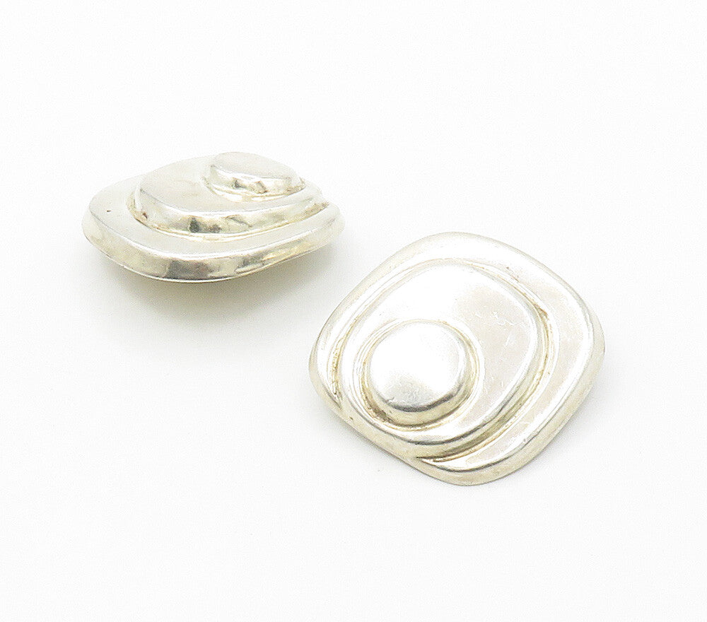 MEXICO 925 Silver  Vintage Graduated Design Shiny Non Pierce Earrings  EG7910