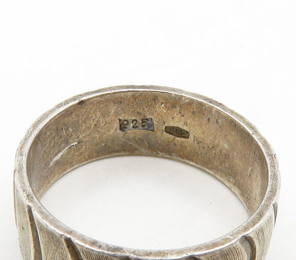 925 Sterling Silver  Vintage Curve Pattern Round Band Ring Sz 7  RG15686