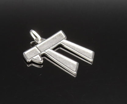 GERMANY 925 Silver  Vintage Raised Edge Matte Chai Symbol Pendant  PT21256