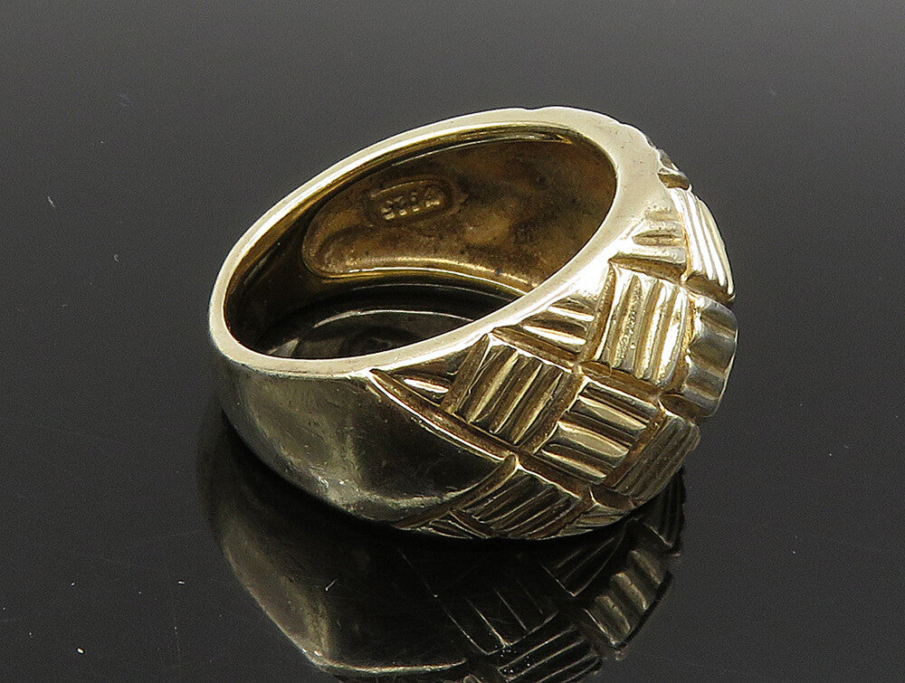 925 Sterling Silver  Vintage Shiny Diamond Pattern Dome Ring Sz 7  RG24167