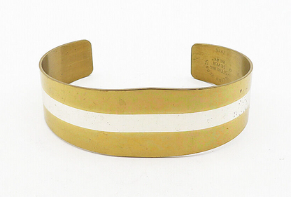 LILLIAN VERNON 925 Sterling Silver  Vintage Shiny 3 Tone Cuff Bracelet  BT1714