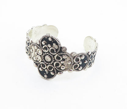 MEXICO 925 Sterling Silver  Vintage Oxidized Swirl Twist Cuff Bracelet  BT2727