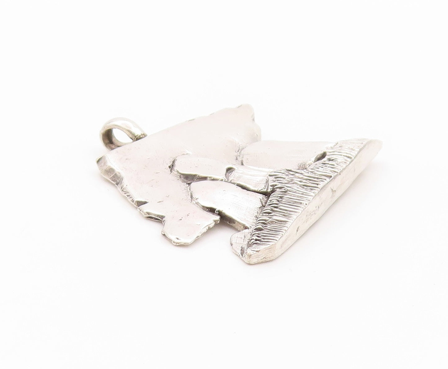 925 Sterling Silver Vintage Pendant Brutalist Cutout Mountain Scenery  PT24117