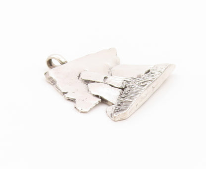 925 Sterling Silver Vintage Pendant Brutalist Cutout Mountain Scenery  PT24117