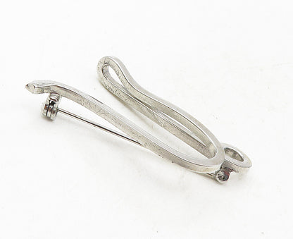 925 Sterling Silver  Vintage Shiny Smooth Letter U Initial Brooch Pin  BP3514