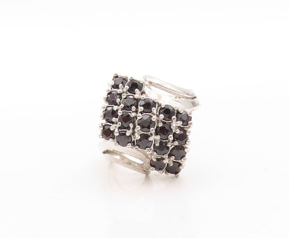 925 Sterling Silver Vintage Ring Swirly Carved Sapphire Inlay  Sz 7  RG31423