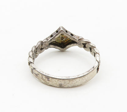 925 Sterling Silver  Vintage Dark Tone Diamond Cut Band Ring Sz 7.5  RG15379
