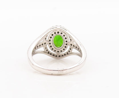 925 Sterling Silver Vintage Ring Green Topaz Cutout Spinel Bands  Sz 7  RG29733