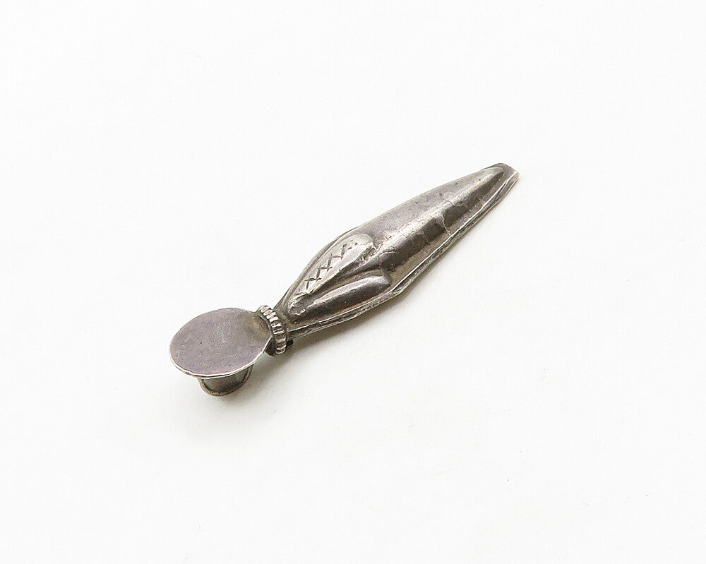 925 Sterling Silver  Vintage Dark Tone Etched Pointed Drop Pendant  PT15488