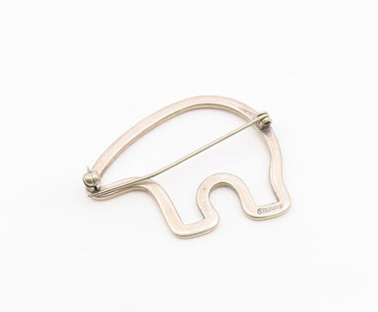SOUTHWESTERN 925 Silver Vintage Shiny Smooth Bear Outline Brooch Pin BP9248