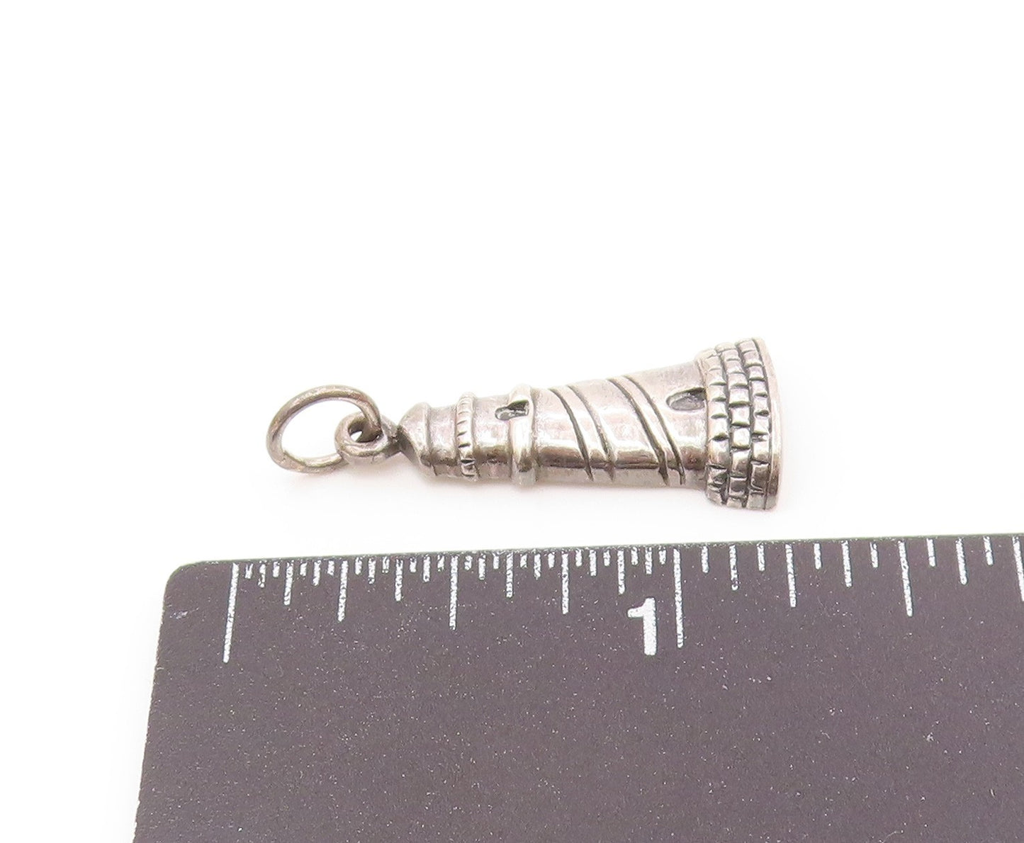 925 Sterling Silver  Vintage Shiny Lighthouse Motif Drop Pendant  PT14929