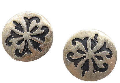 ETM MEXICO 925 Silver  Vintage Oxidized Floral Non Pierce Earrings  EG4991
