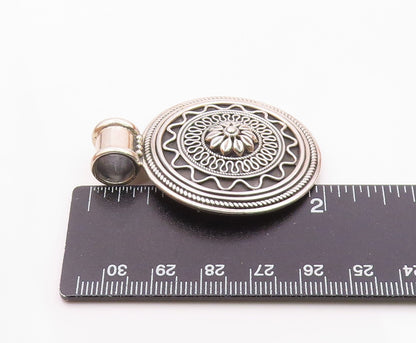 DOUG PAULUS 925 Silver  Vintage Floral Swirl Pattern Round Pendant  PT19708