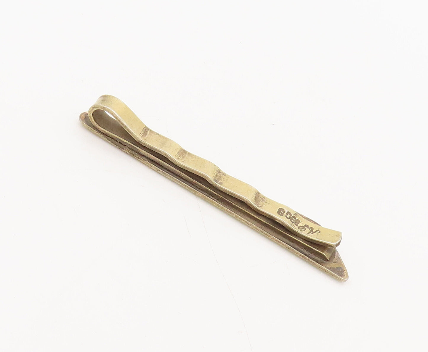 DENMARK 925 Sterling Silver  Vintage Shell Textured Enamel Tie Clip  TR3614
