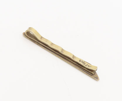 DENMARK 925 Sterling Silver  Vintage Shell Textured Enamel Tie Clip  TR3614