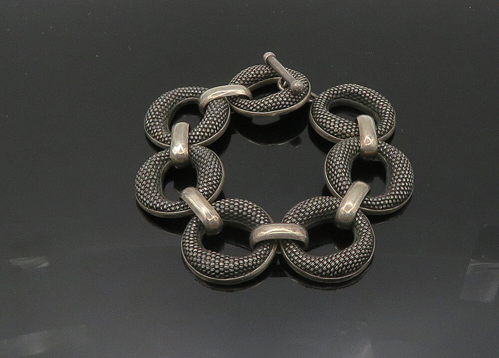 JOHN HARDY 925 Silver  Vintage Heavy Rare Weaved Detail Chain Bracelet  BT8147