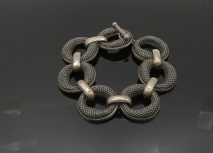 JOHN HARDY 925 Silver  Vintage Heavy Rare Weaved Detail Chain Bracelet  BT8147