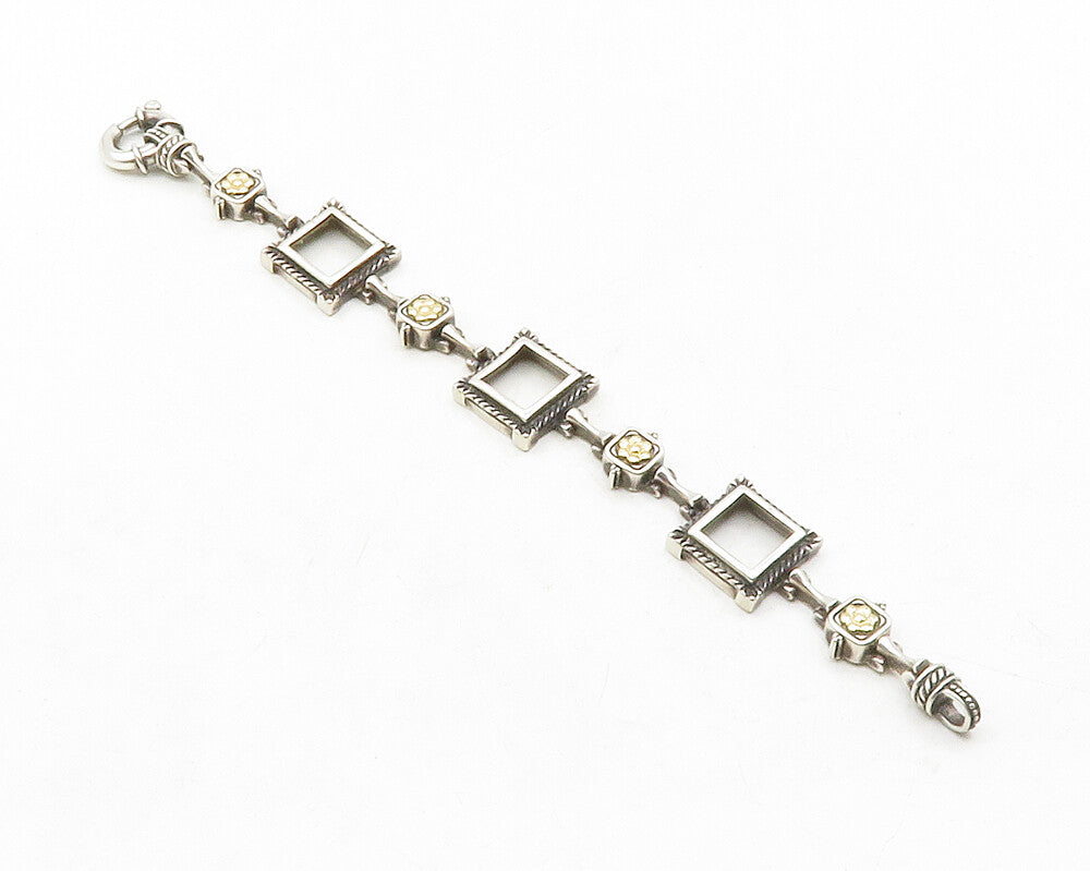 FLLI MENEGATTI 925 Silver & 18K GOLD  Vintage Floral Chain Bracelet  BT4932