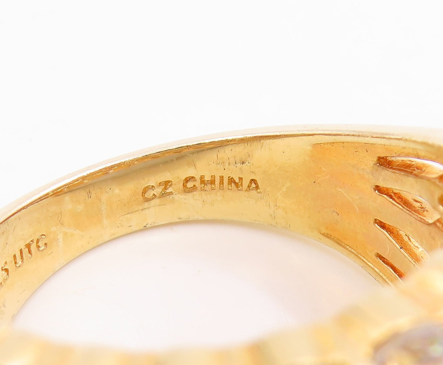 925 Sterling Silver Vintage Ring Gold Plated CZ Multi Row Band  Sz 10.5  RG35888