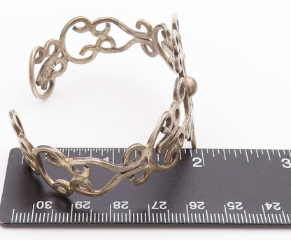 925 Sterling Silver Vintage Bracelet MEXICO Swirly Floral Design Cutout  BT11327