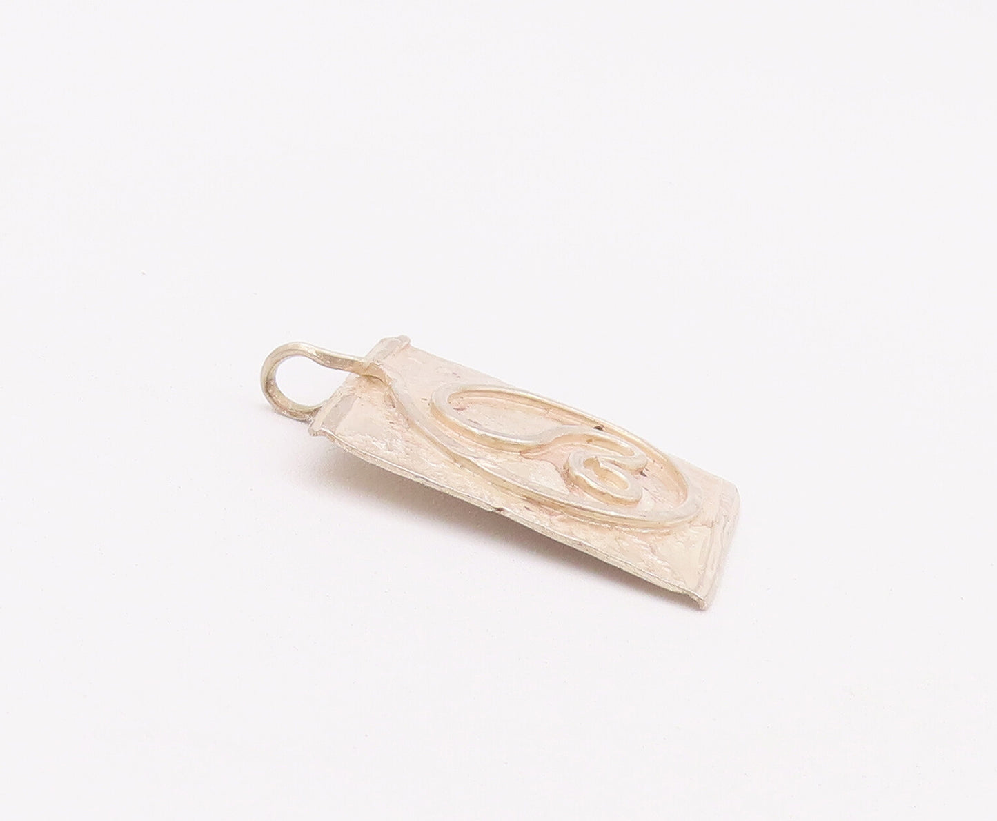 925 Sterling Silver Vintage Pendant Designer Carved Zodiac Leo Symbol  PT22825