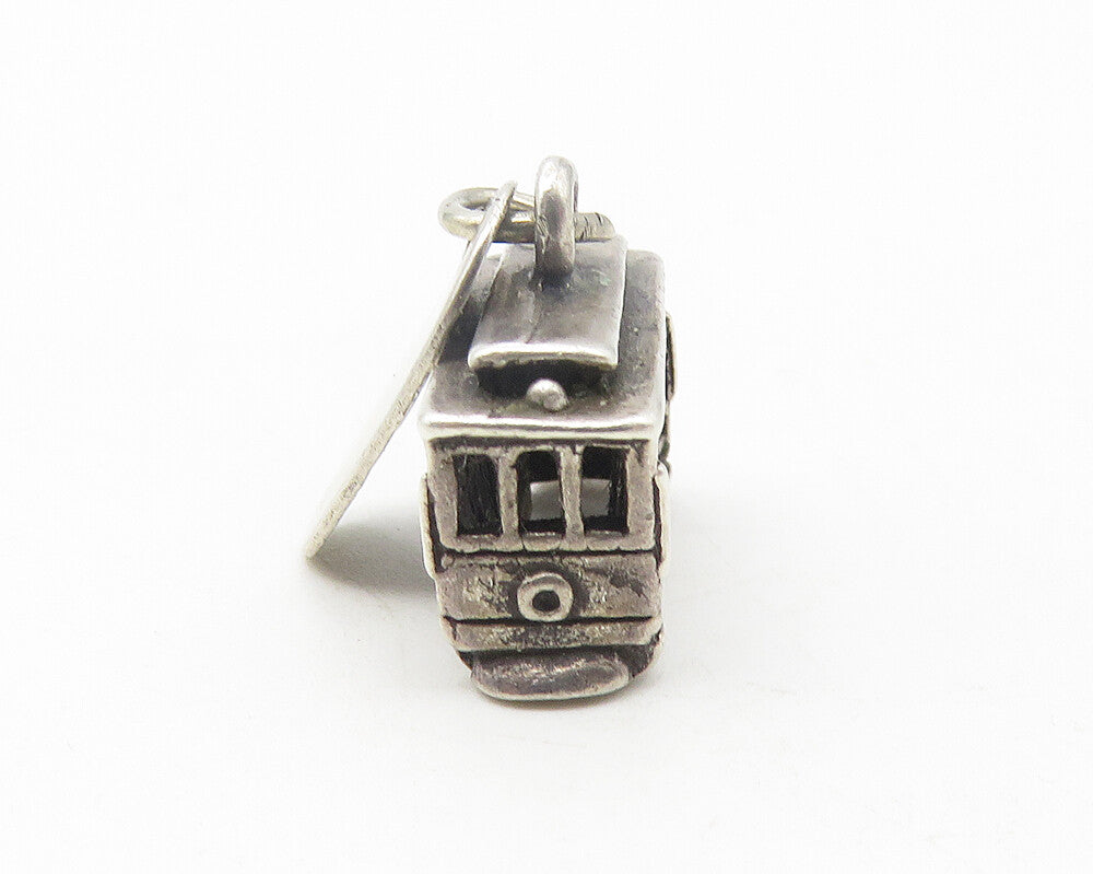 925 Sterling Silver  Vintage Petite San Francisco Cable Car Pendant  PT9385