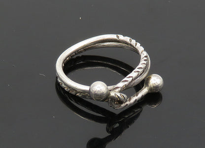 925 Sterling Silver  Vintage Etched Detail Bypass Style Band Ring Sz 6 RG20313