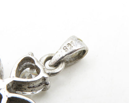 925 Sterling Silver  Vintage Shiny Cubic Zirconia Floral Pendant  PT15259