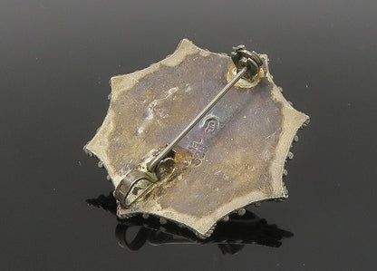 ISRAEL 925 Sterling Silver  Vintage Antique Turquoise Dome Brooch Pin  BP8322