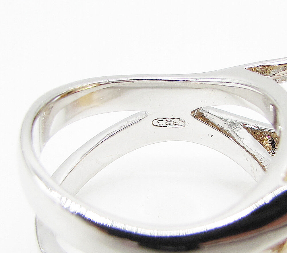 925 Sterling Silver  Citrine & White Cubic Zirconia Cocktail Ring Sz 7  RG3441