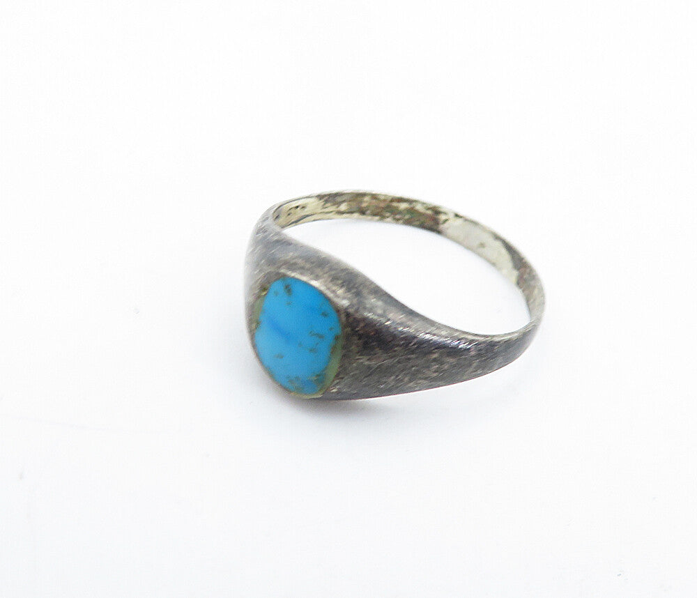 925 Silver Vintage Turquoise Petite Band Ring Sz 5.5 RG6081