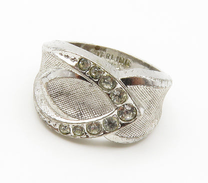 CLARK & COMBS 925 Silver  Vintage Cubic Zirconia Shiny Band Ring Sz 6  RG15069