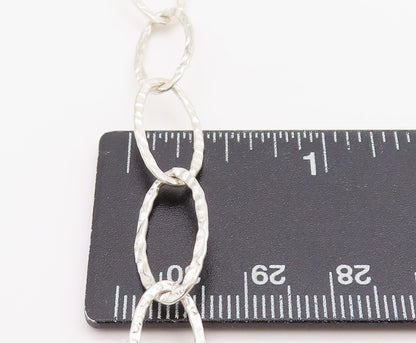 925 Sterling Silver Vintage Necklace Hammered Oval Linked Hoops Chain  NE4625