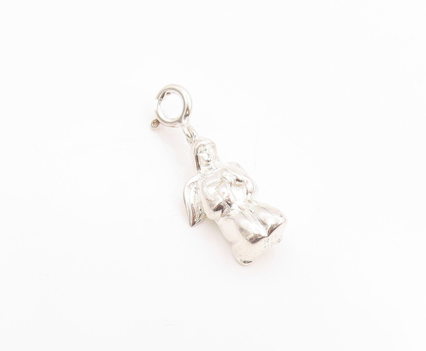 925 Sterling Silver Vintage Pendant 3D Guardian Angel Pendant with Clasp PT24876