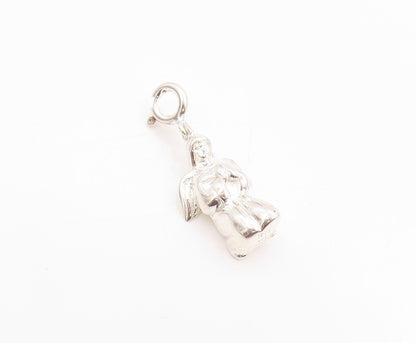 925 Sterling Silver Vintage Pendant 3D Guardian Angel Pendant with Clasp PT24876