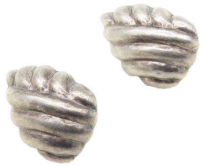 925 Sterling Silver  Vintage Shiny Hollow Fluted Design Drop Earrings  EG5409