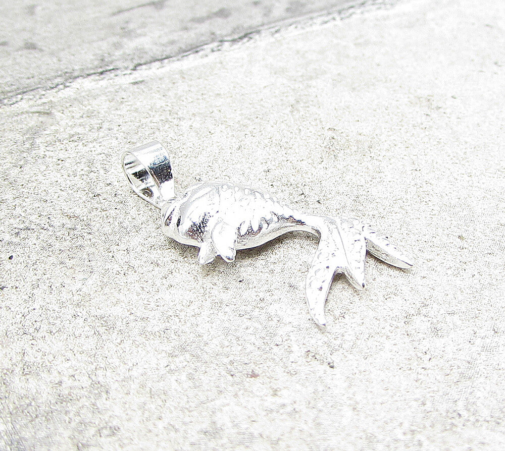 925 Sterling Silver  Swimming Fish Drop Pendant  PT1392