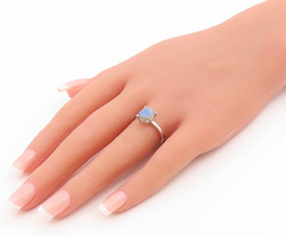 925 Sterling Silver Vintage Ring Elegant Moonstone Solitaire Band  Sz 7  RG35970