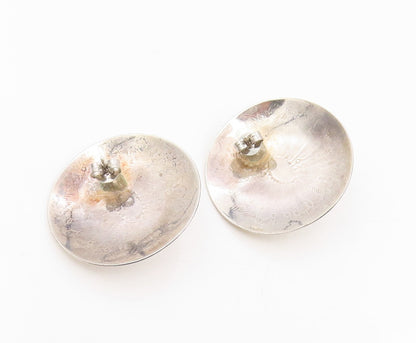 925 Sterling Silver Vintage Earrings NAVAJO Turquoise Etched Conchos  EG13964