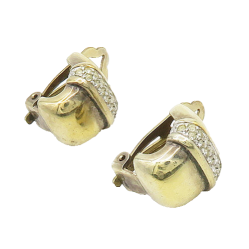 925 Sterling Silver  Vintage Topaz Gold Plated Non Pierce Earrings  EG9670