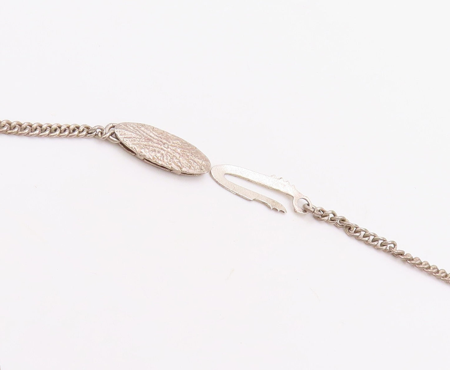 925 Sterling Silver Vintage Necklace Dark Tone Cutout Chinese Hand Fan  NE4386