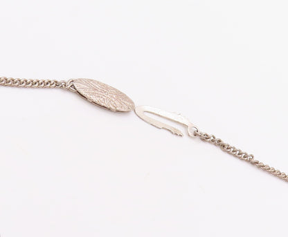 925 Sterling Silver Vintage Necklace Dark Tone Cutout Chinese Hand Fan  NE4386
