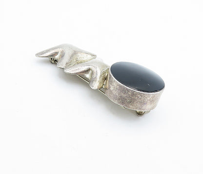 MEXICO 925 Silver  Vintage Black Onyx XXO Hugs & Kisses Brooch Pin  BP2616