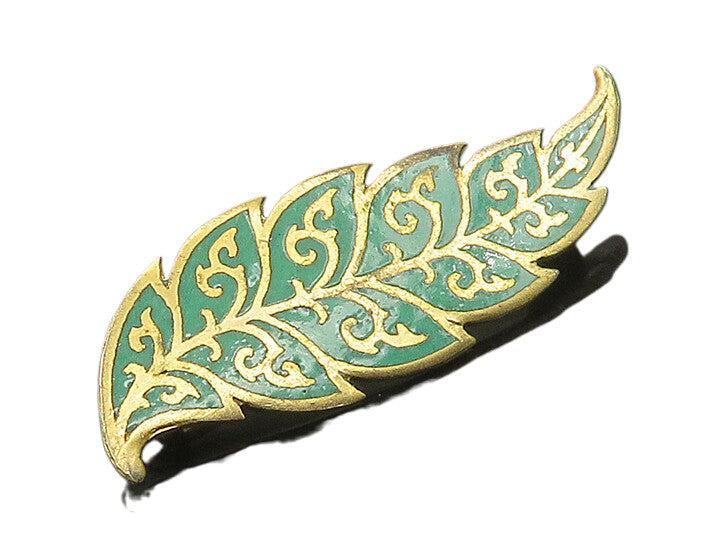 SIAM 925 Sterling Silver  Vintage Enamel Coated Floral Leaf Brooch Pin  BP6927