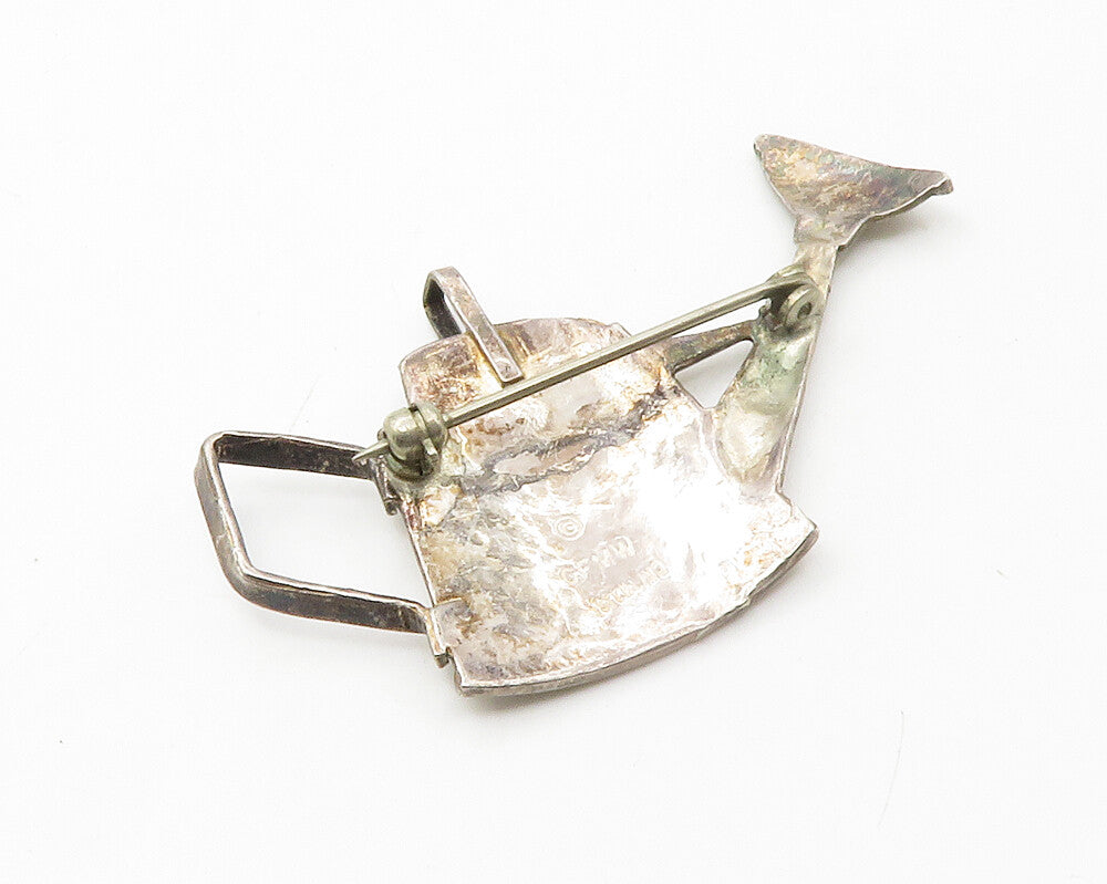 GFMW 925 Silver  Vintage Watering Pot Gardening Motif Brooch Pin  BP5470