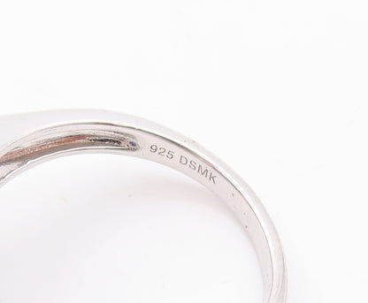 925 Sterling Silver Vintage Ring Square Cut Blue Halo White CZ  Sz 7  RG29546